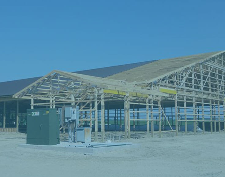 Large agricultural shed in the process of being constructed